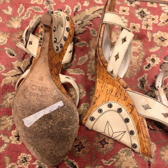 Authentic Dior Gaucho Vintage Cork Wedges – Size 37 (Good Condition) - Picture 9 of 11